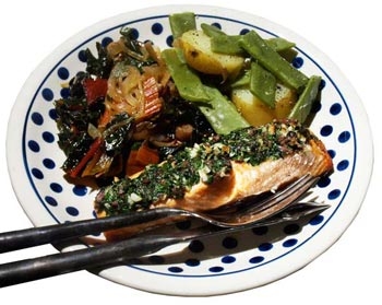 Salmon with anchovy and parsley - recipe