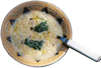 Leek, rice and lemon soup