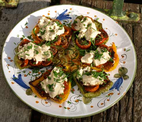 Peppers with hummus