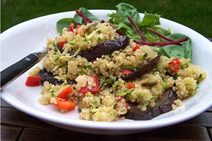 Aubergine roast with quinoa recipe